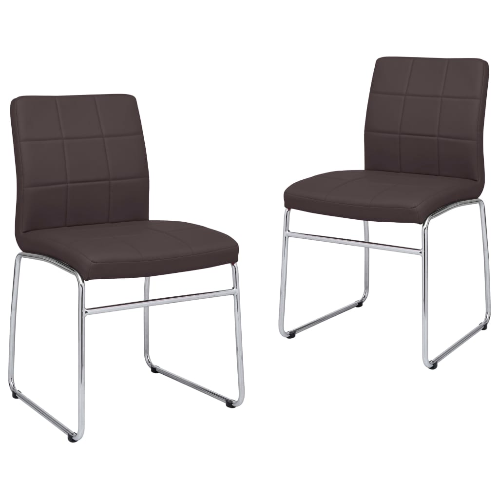 Set scaune de bucatarie, 2 buc, maro, piele ecologica 282946