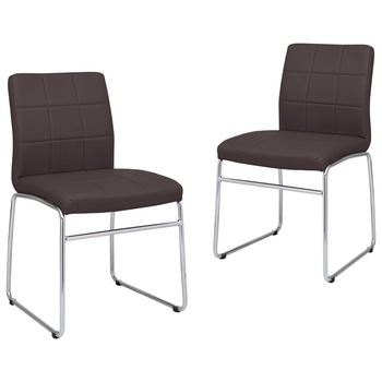 Set scaune de bucatarie, 2 buc, maro, piele ecologica 282946 Set scaune de bucatarie, 2 buc, maro, piele ecologica 282946
