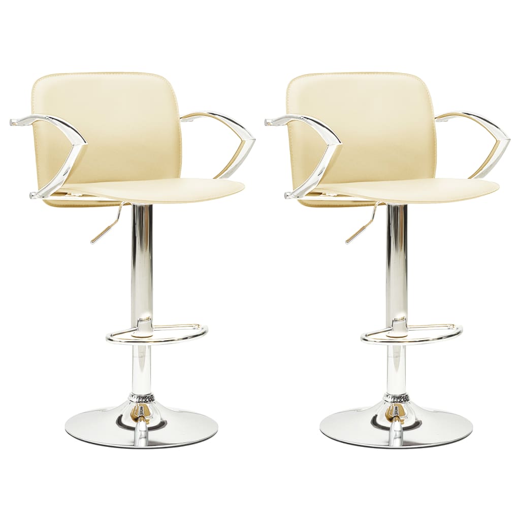 Set scaunede bar, 2 buc, crem, piele artificiala 324704 55 x 46 x 87.5-107.5 cm