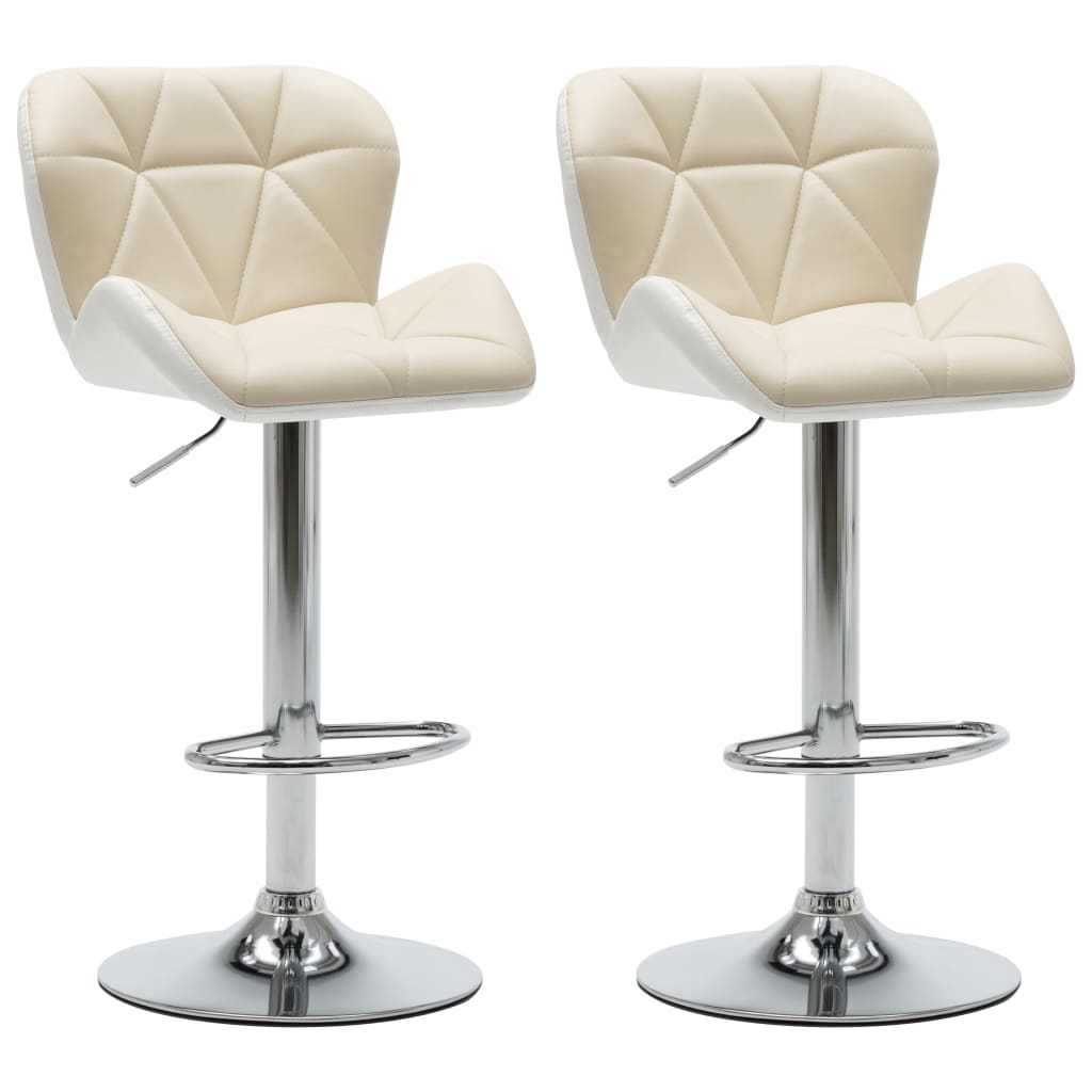 Set scaune de bar, 2 buc crem, piele artificiala 249682 44 x 48 x (84,5-105,5) cm