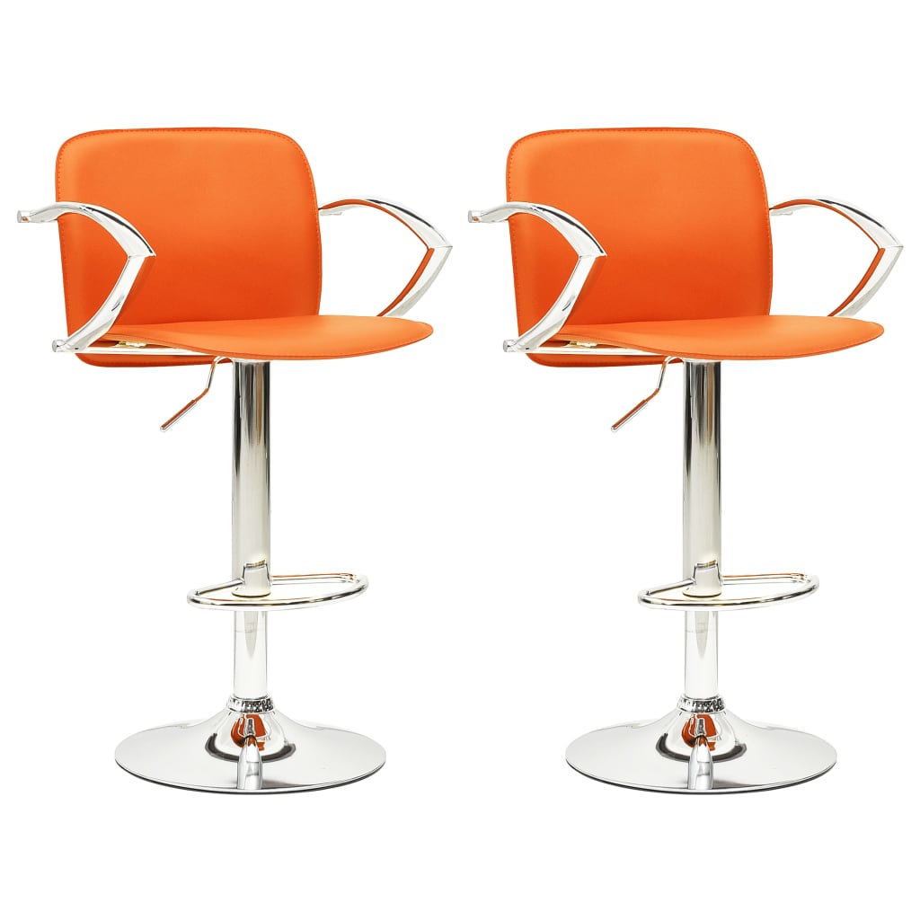 Set scaunede bar, 2 buc, portocaliu, piele artificiala 324707 55 x 46 x 87.5-107.5 cm