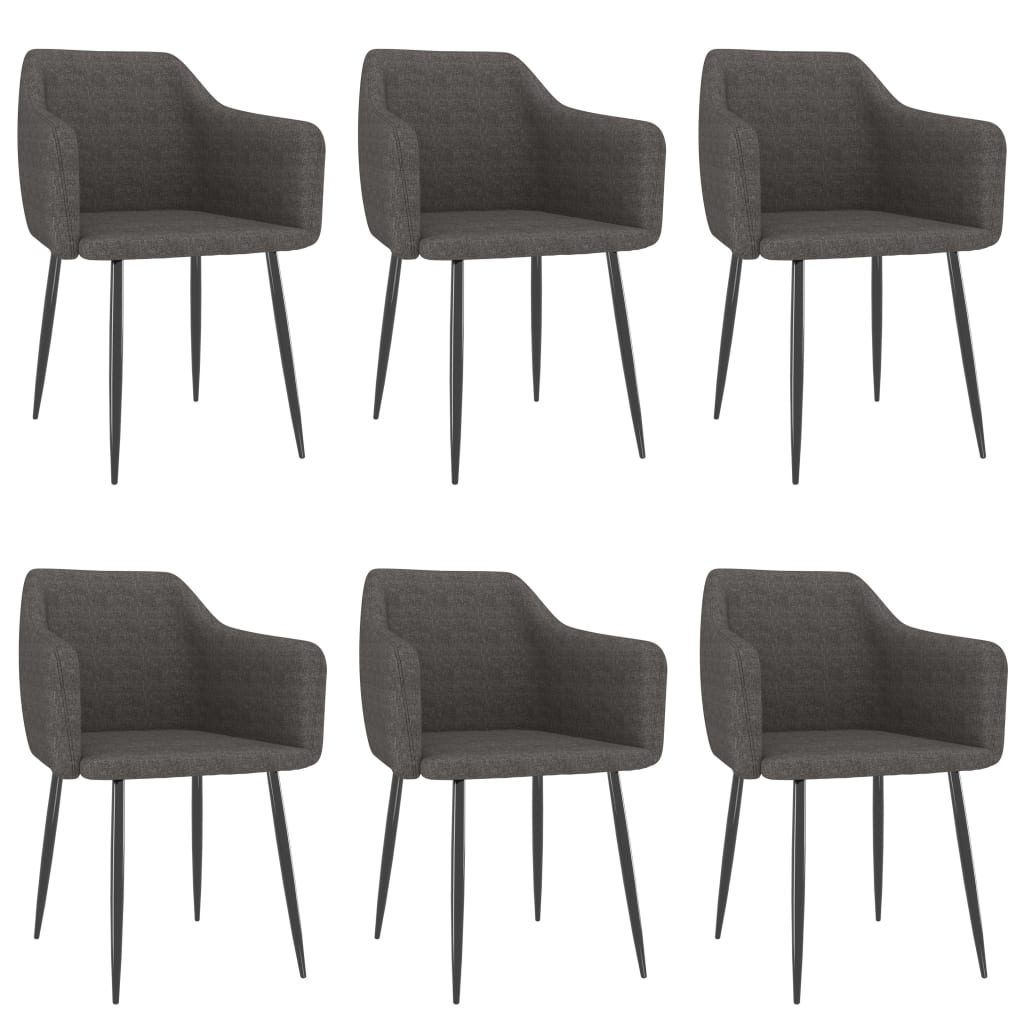 Set scaune de bucatarie, 6 buc, gri inchis, material textil 3068674