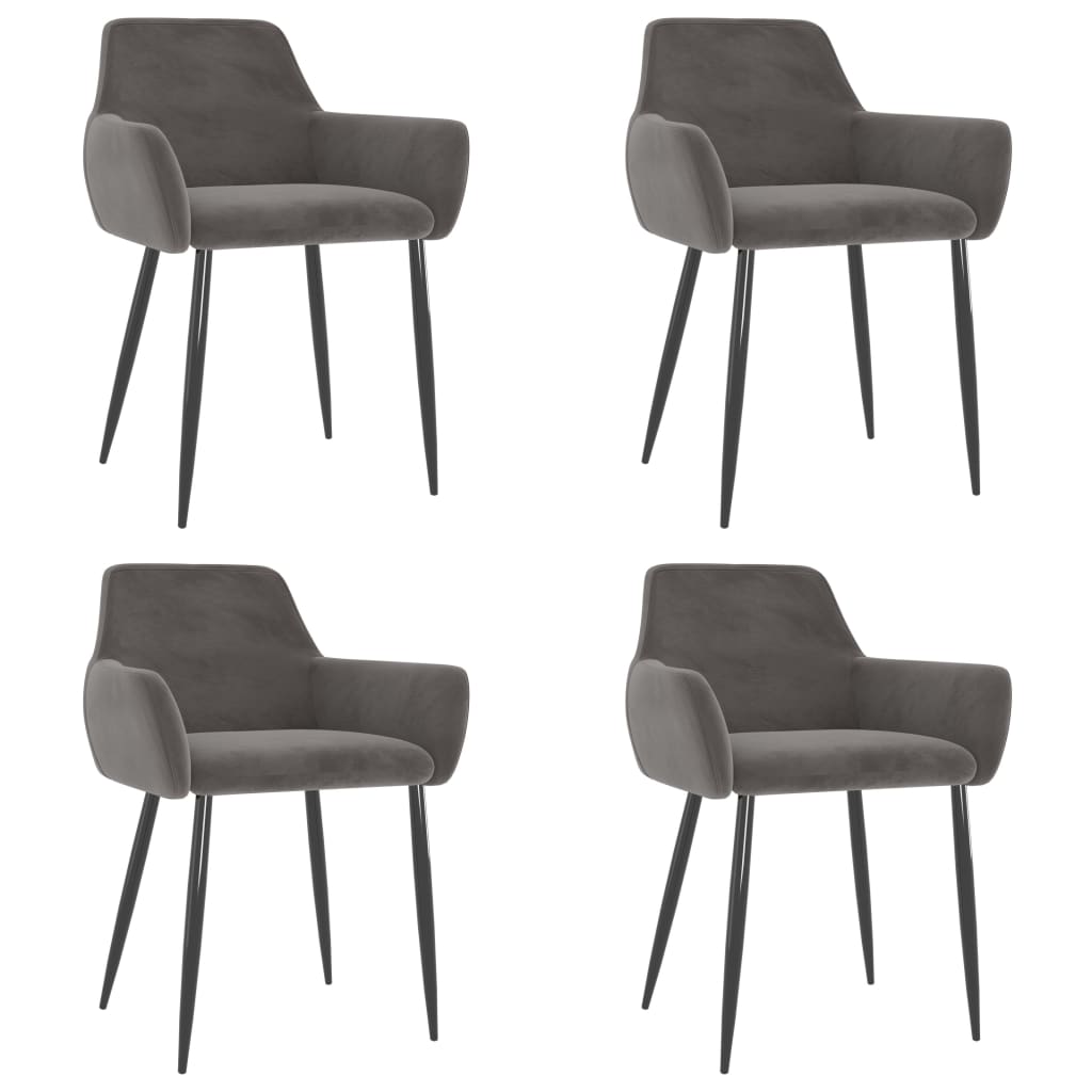 Set scaune de bucatarie, 4 buc gri inchis, catifea 3068026