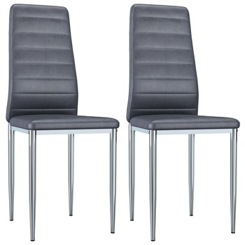Set scaune de bucatarie, 2 buc gri, velur ecologic 248292 Set scaune de bucatarie, 2 buc gri, velur ecologic 248292