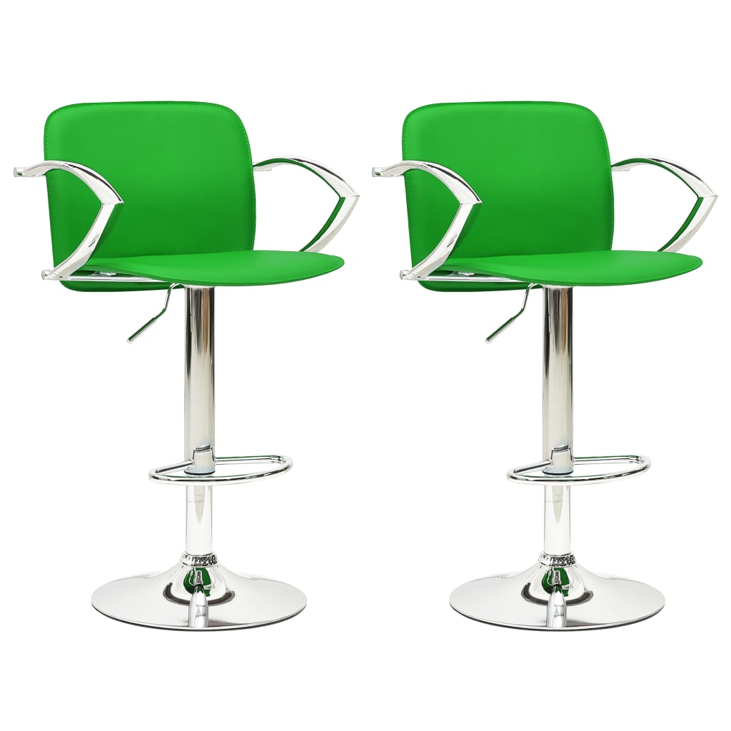 Set scaune de bar , 2 buc, verde, piele ecologica 324709 55 x 46 x 87.5-107.5 cm
