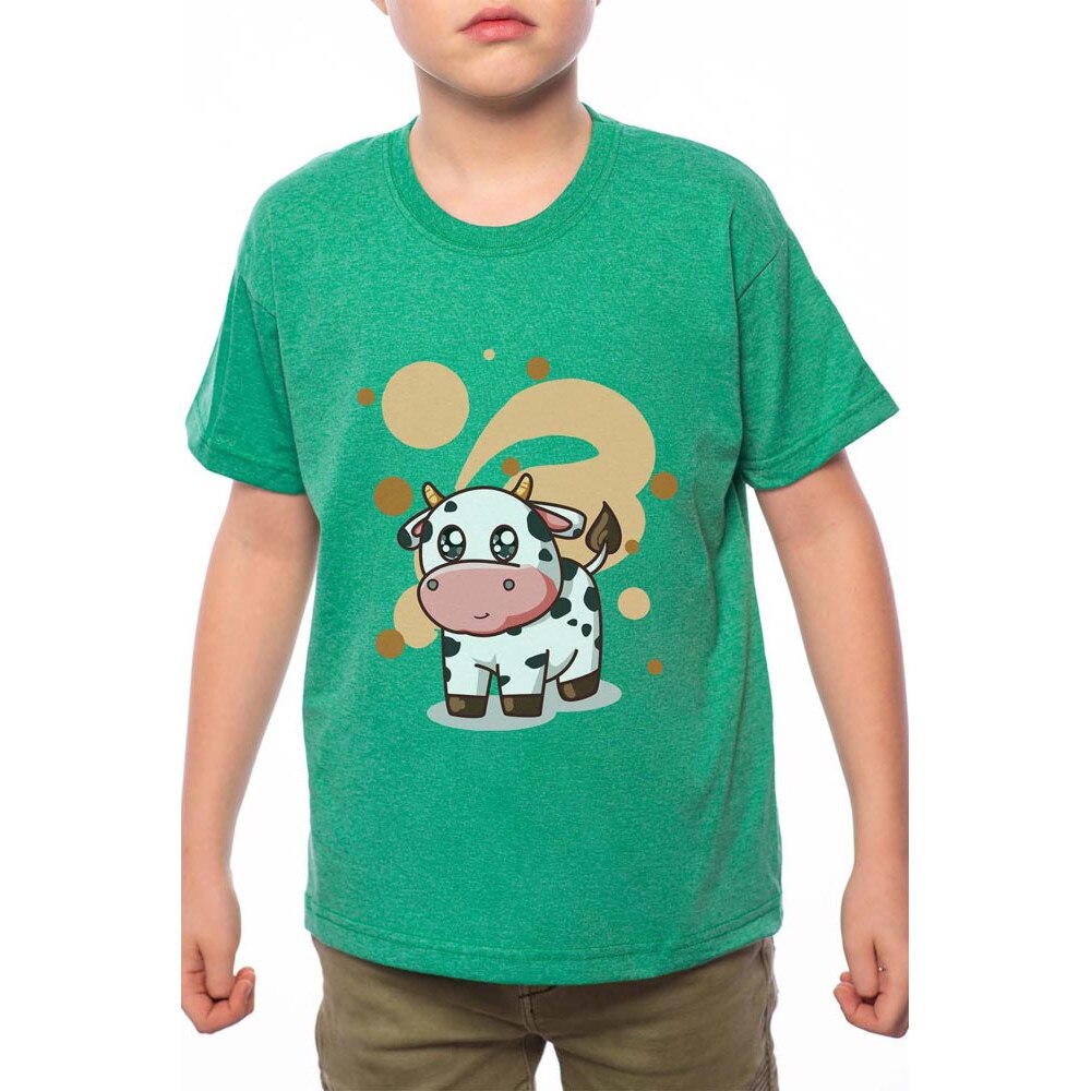 Tricou Baiat, Cute Cow, 100% Bumbac, B105, Verde