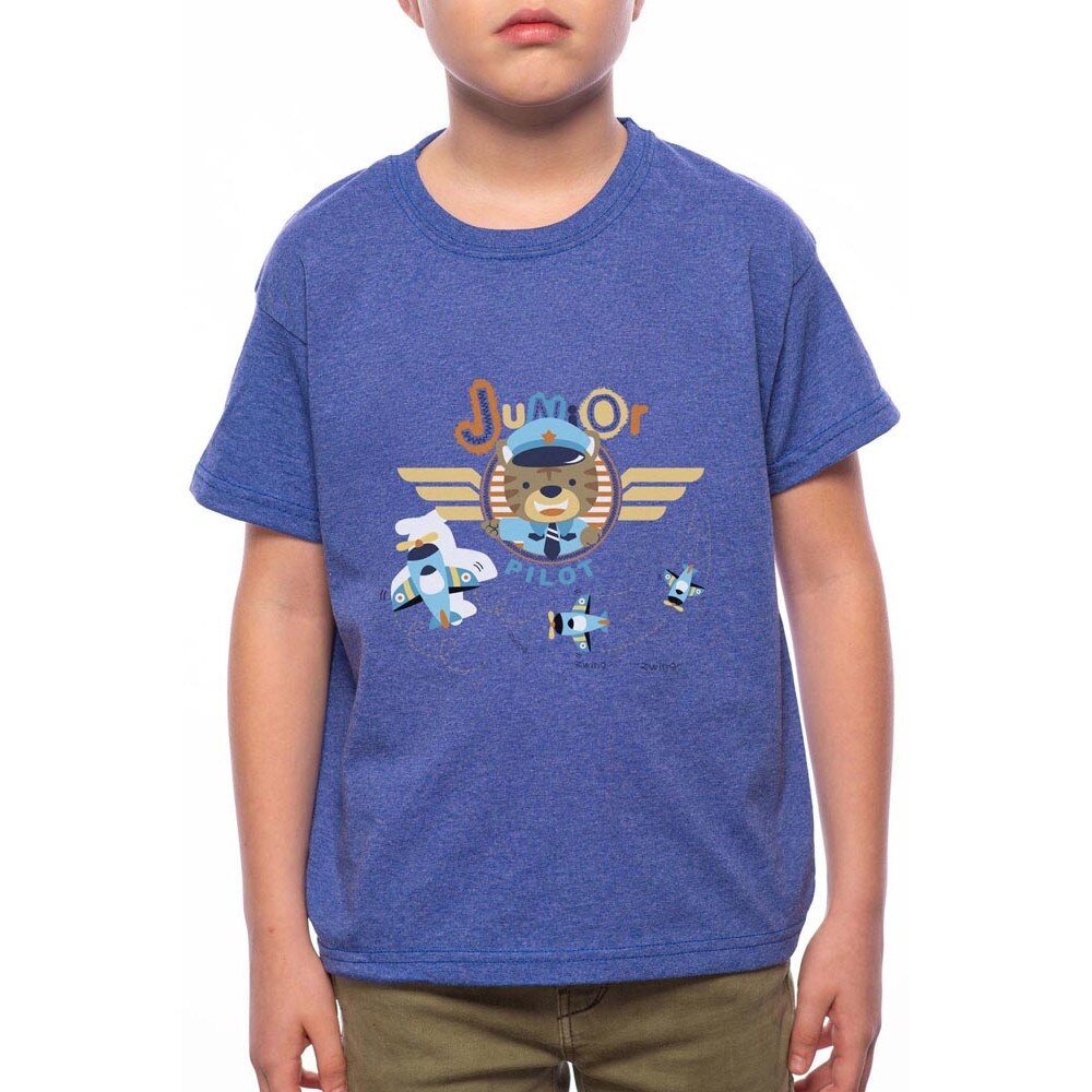 Tricou Baiat, Junior Pilot, 100% Bumbac, A144, Albastru