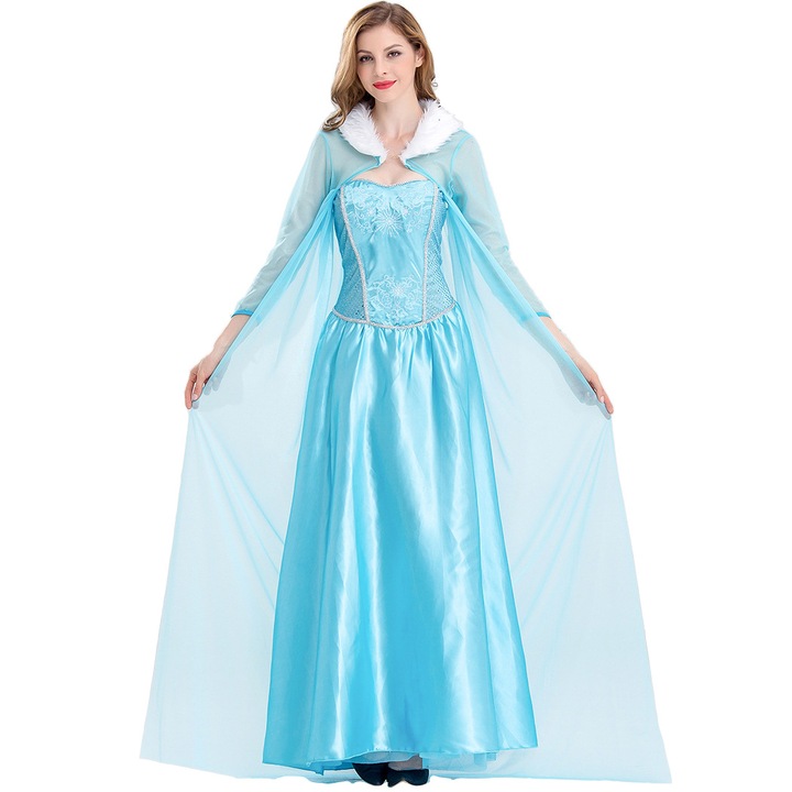 Дамски карнавален костюм Elsa Frozen с пелерина, S