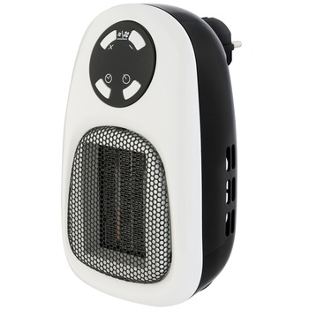 Aeroterma cu timer, ceramica, 500 W, LED, Alb/Negru Aeroterma cu timer, ceramica, 500 W, LED, Alb/Negru