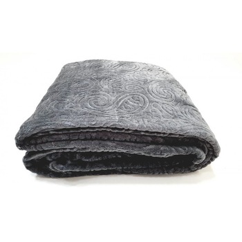 Patura embosata 220x240cm, Mink, Gri inchis floral Patura embosata 220x240cm, Mink, Gri inchis floral