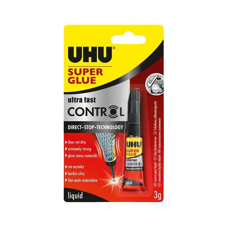 Моментно лепило UHU Control, 3 гр