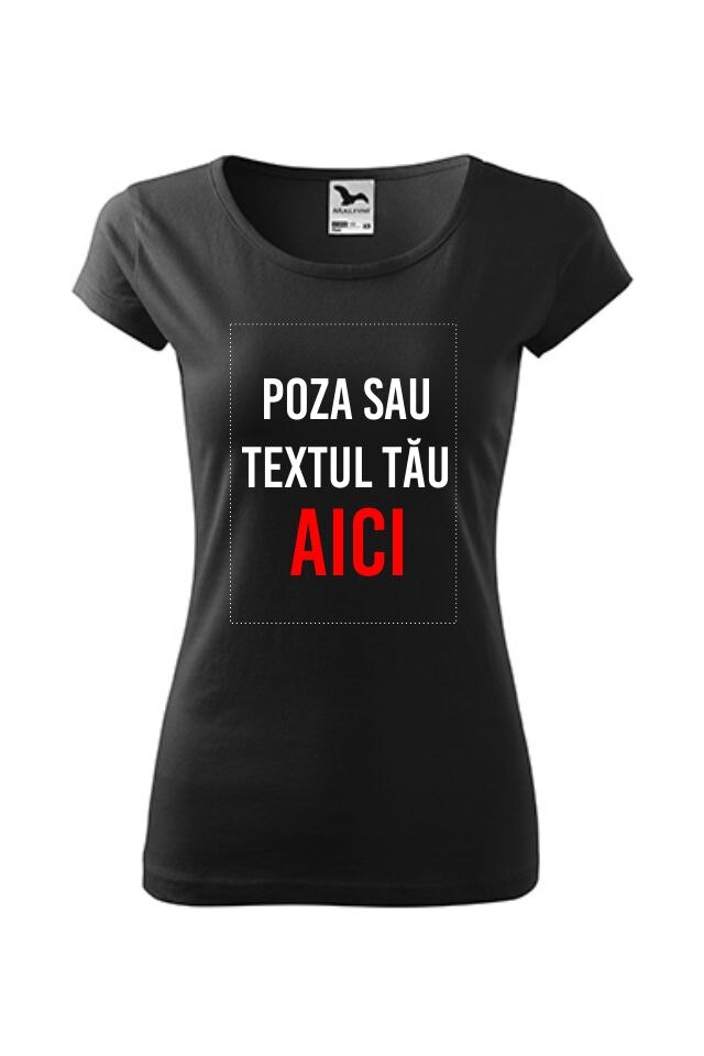 Tricou femei personalizat cu imaginea ta, Malfini, Negru