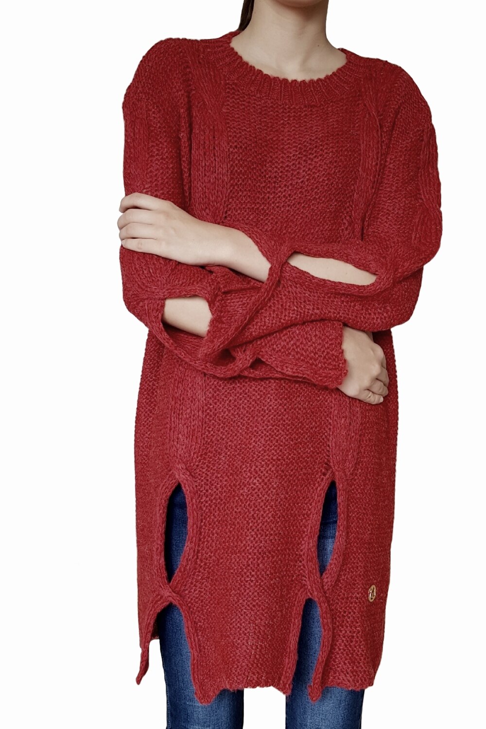Pulover Dama Diana, Rosu inchis, One Size