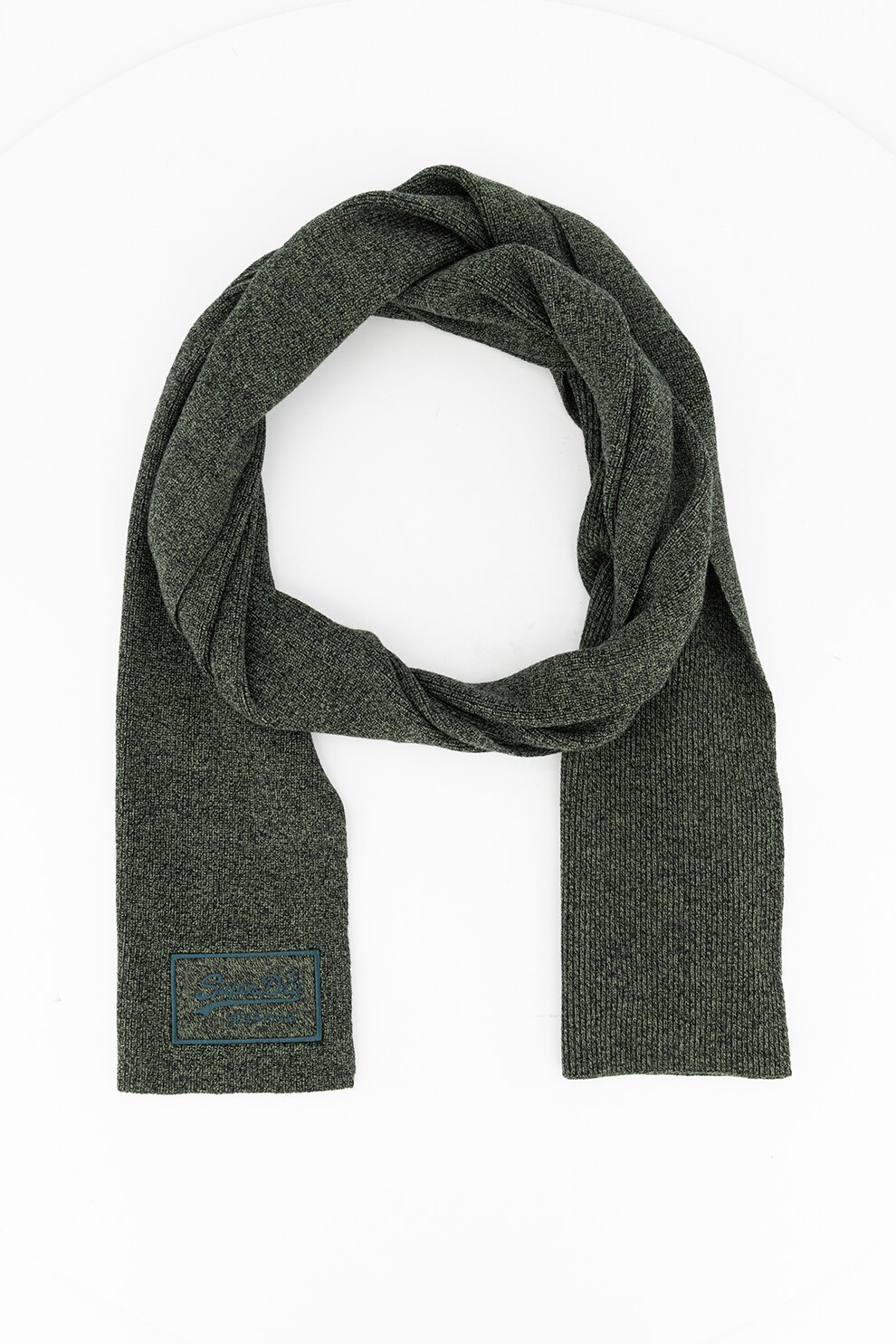 SUPERDRY, Fular din bumbac cu aplicatie logo, Verde feriga/Negru