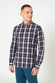 SUPERDRY, Camasa din bumbac cu model in carouri, Bleumarin inchis/Alb optic/Rosu SUPERDRY, Camasa din bumbac cu model in carouri, Bleumarin inchis/Alb optic/Rosu