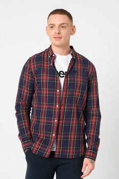 SUPERDRY, Camasa din bumbac cu model in carouri, Violet inchis/rosu inchis/galben pal SUPERDRY, Camasa din bumbac cu model in carouri, Violet inchis/rosu inchis/galben pal