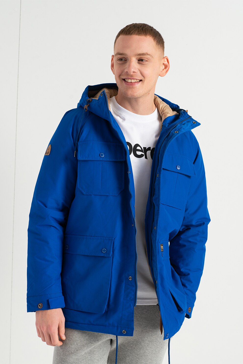 SUPERDRY, Jacheta parka cu gluga ajustabila Mountain, Albastru royal