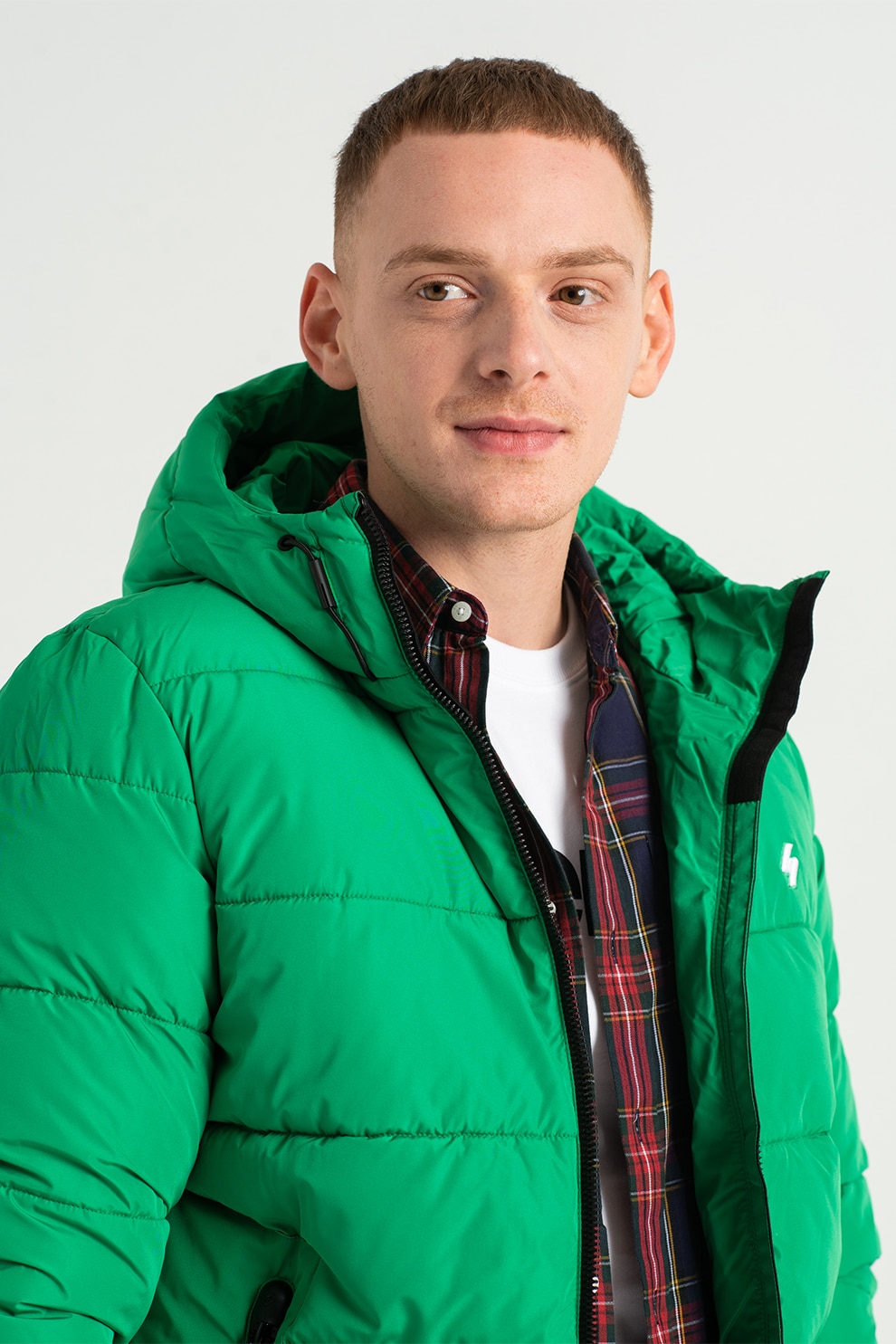 SUPERDRY, Geaca cu gluga si aspect matlasat, Verde, M