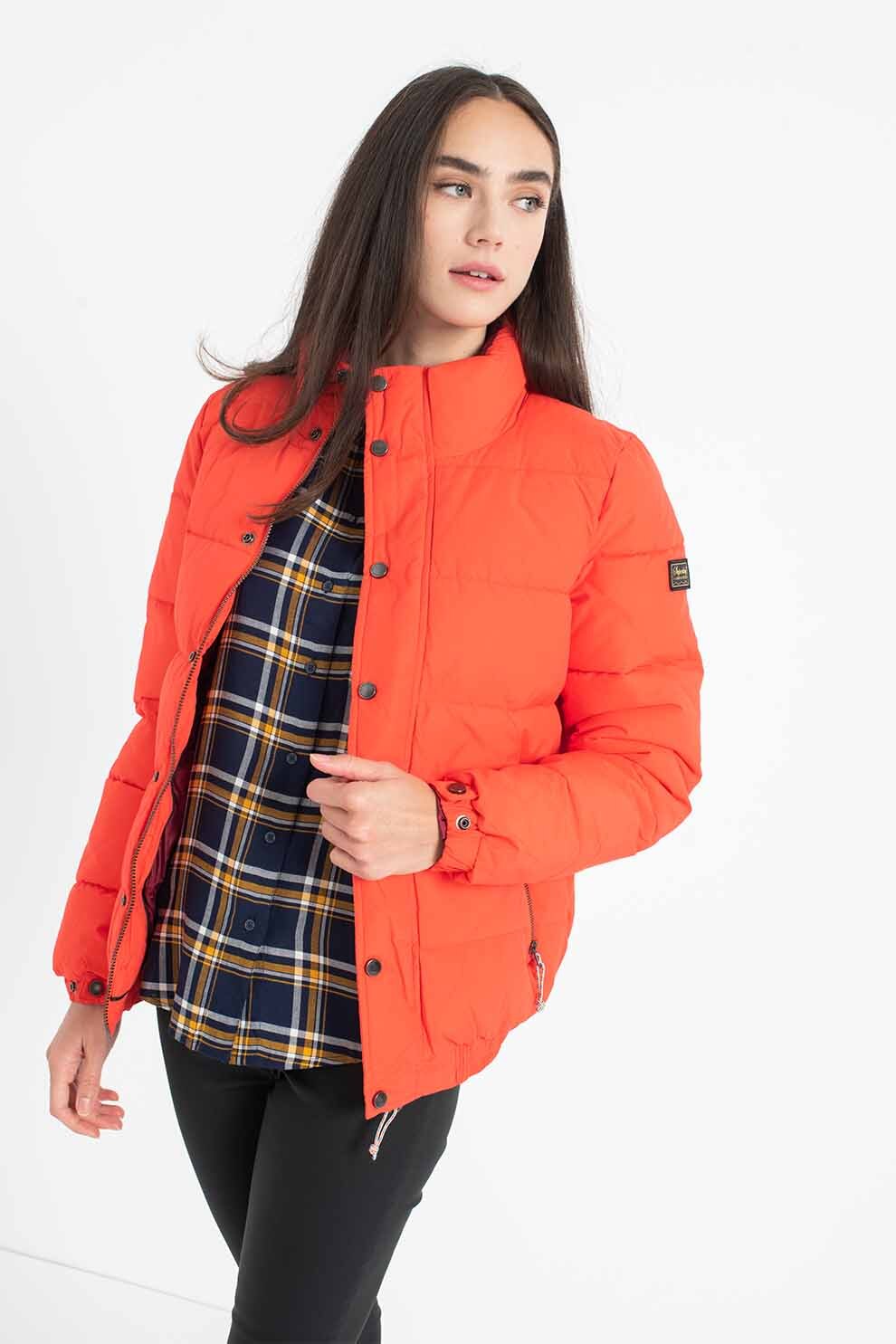 SUPERDRY, Geaca cu vatelina si aspect matlasat Sourcer Retro, Oranj mandarina