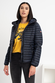 SUPERDRY, Geaca cu umplutura de puf si aspect matlasat Core, Bleumarin inchis SUPERDRY, Geaca cu umplutura de puf si aspect matlasat Core, Bleumarin inchis