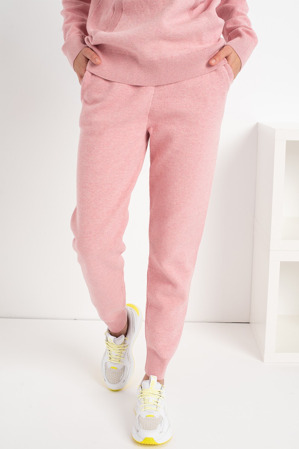 SUPERDRY, Pantaloni sport cu buzunare laterale, Roz pastel
