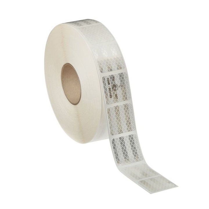 Megszakított öntapadó fényvisszaverő szalag tekercs ponyvához szín Fehér 45m x 5cm