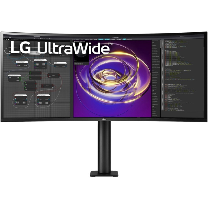Monitor Curbat LED IPS LG 34'' UltraWide Ergo QHD, 60Hz, 5ms, AMD FreeSync™, Dynamic Action Sync, HDR10, USB Type-C™, Difuzoare, HDMI, Display port, USB, 34WP88C-B.AEU