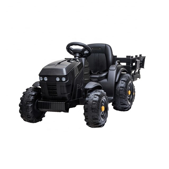 Tractor electric 12V cu telecomanda,scaun din piele si remorca Nichiduta Power Black