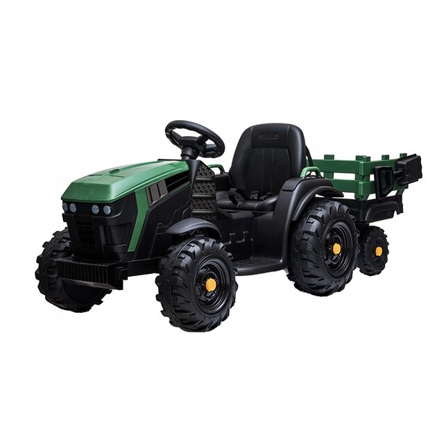 Tractor electric 12V cu telecomanda,scaun din piele si remorca Nichiduta Power Green