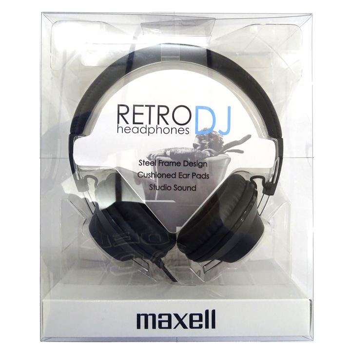 Casti retro DJ Maxell, jack 3.5 mm, Negru