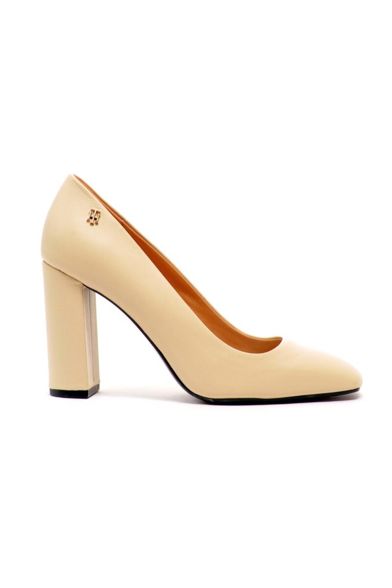 Pantofi dama, Tommy Hilfiger, Tommy Hilfiger Square Toe Pump Classic, Piele naturala, Bej