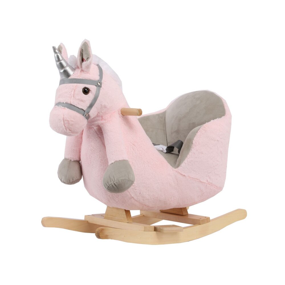 Balansoar din plus cu spatar KikkaBoo Pink Horse