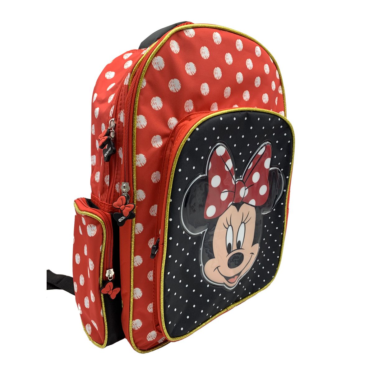 Ghiozdan scoala Minnie Mouse cu buline, 2 compartimente, 43 x 30 x 14 cm