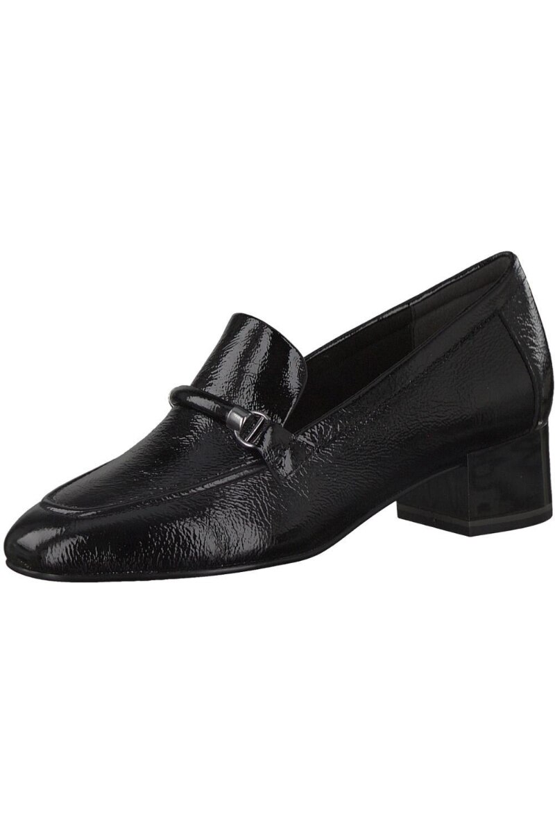 Pantofi dama, Tamaris, Middle Heels Casual Patent, Piele naturala, Negru