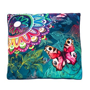 Perna Casa de Vis, 50x50 cm, decor flori, umplutura puf siliconizat Perna Casa de Vis, 50x50 cm, decor flori, umplutura puf siliconizat