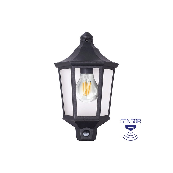 aplica pt perete dublin negru cu senzor e27 ip44