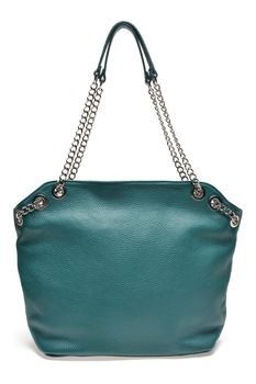Isabella Rhea, Geanta shopper de piele cu barete din lant, Verde persan Isabella Rhea, Geanta shopper de piele cu barete din lant, Verde persan