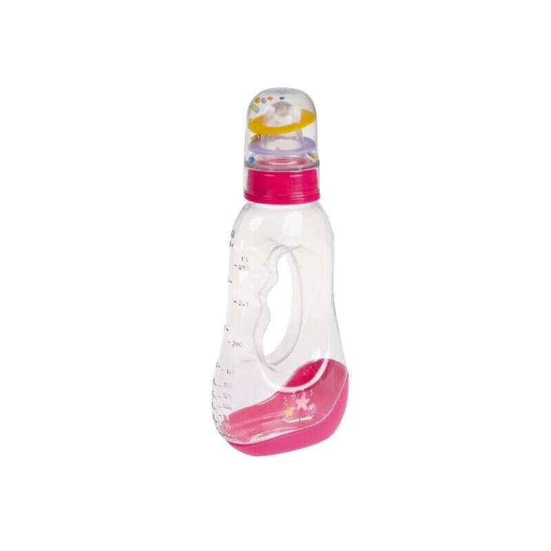 Biberon, Canpol, Animale Marine, cu zornaitoare, roz, 250ml