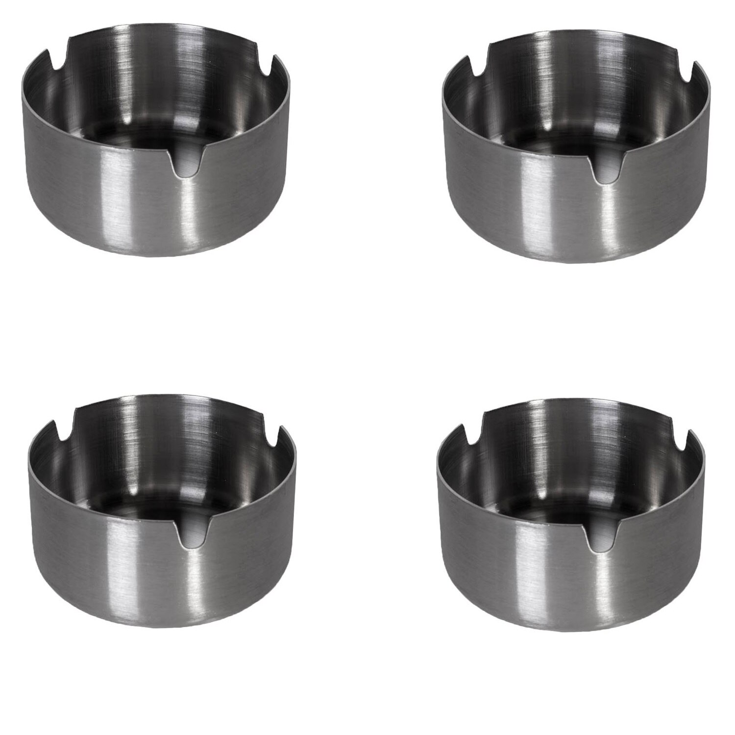 Set 4 x Scrumiera Fmp, rezistenta, Metal, Argintiu, 9x4.5 cm