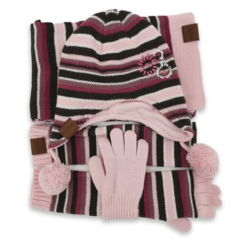 Set Iarna pentru Copii, Ella Icon, Lines, Caciula, Fular, Manusi, Roz Set Iarna pentru Copii, Ella Icon, Lines, Caciula, Fular, Manusi, Roz