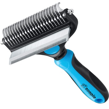 Perie par Caini, Pisici, Animale, Zoopie®, Tesala si Perie trimmer 2 in 1, Anti-naparlire, Descalcire blana, pentru tuns par scurt si lung, L Perie par Caini, Pisici, Animale, Zoopie®, Tesala si Perie trimmer 2 in 1, Anti-naparlire, Descalcire blana, pentru tuns par scurt si lung, L