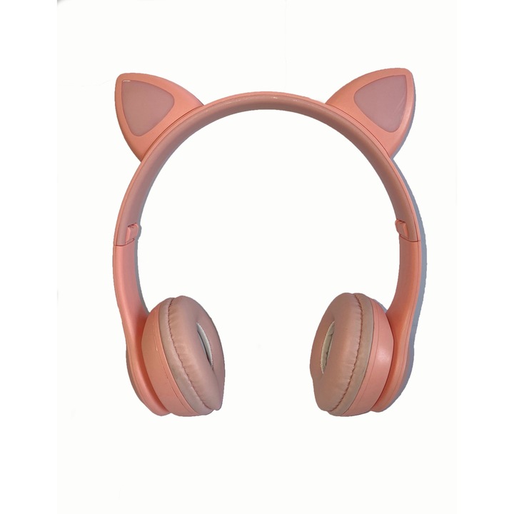 Gyerek audio fejhallgató világító SMART Kitty mikrofonos hangerővel állítható sztereó basszussal, rózsaszín, JRH