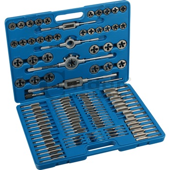 Set de filiere si tarozi pentru pas normal si pas fin M2 - M18, 110 piese Set de filiere si tarozi pentru pas normal si pas fin M2 - M18, 110 piese