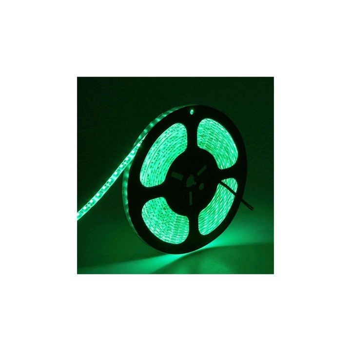 Banda led 9.6W, 12V, Verde, IP20, Rola 10 metri (2x5 metri)
