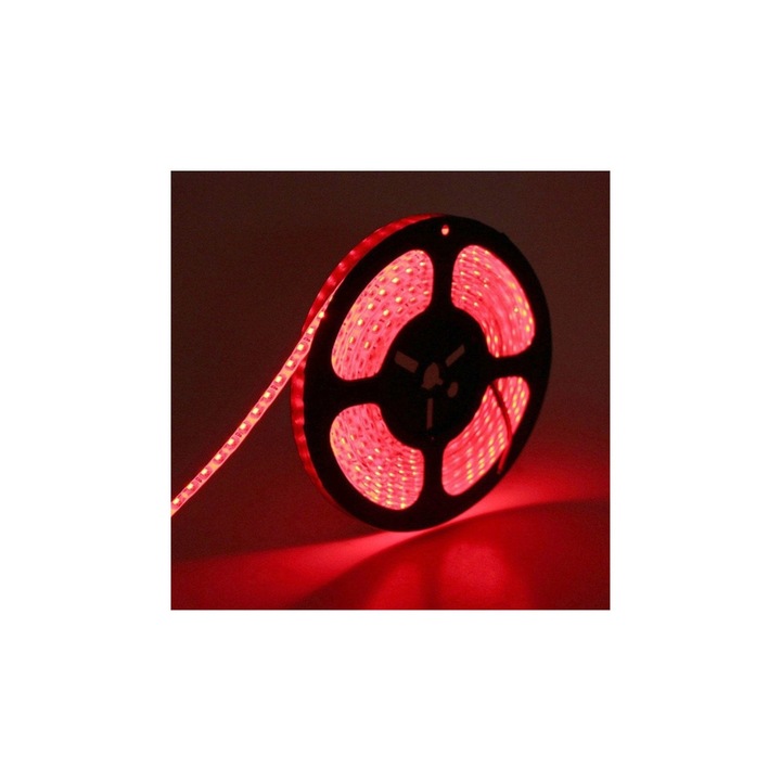 Banda led 9.6W, 12V, Rosu, IP20, Rola 10 metri (2x5 metri)