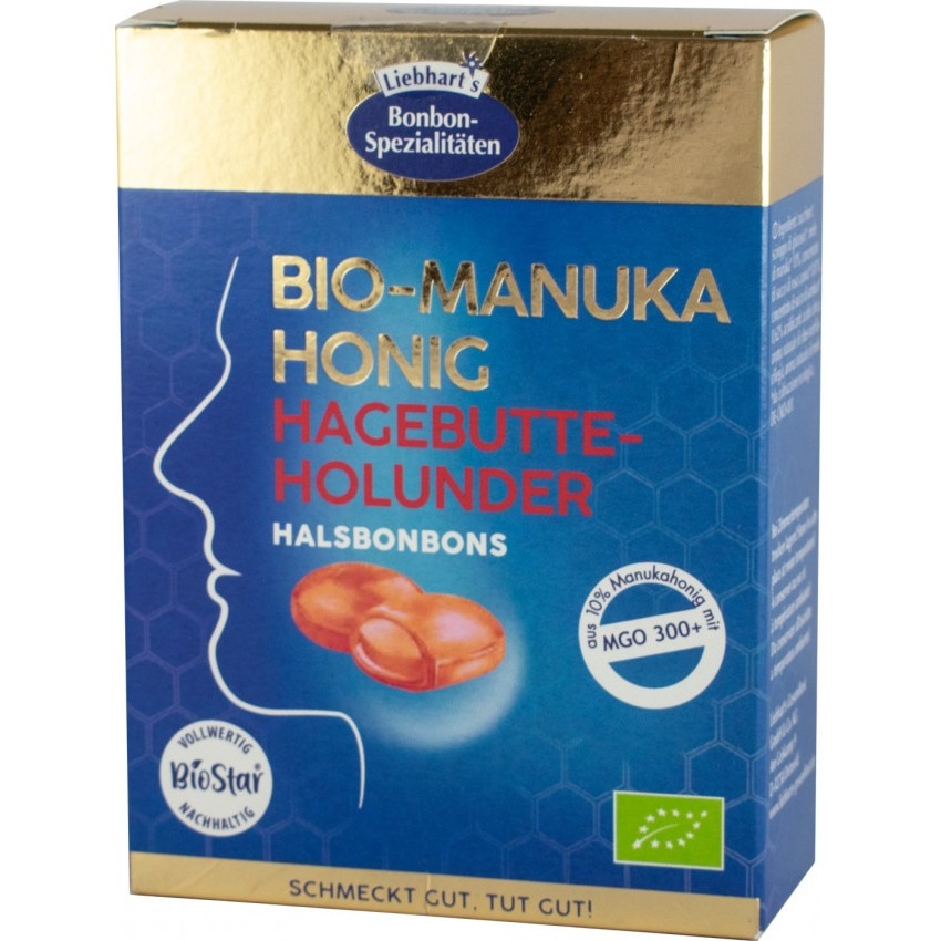 Bomboane bio cu miere de manuka,macese si soc,100g Liebhart's