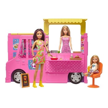 Set de Joaca Rulota Clanului Barbie Masinuta si 3 Papusi Set de Joaca Rulota Clanului Barbie Masinuta si 3 Papusi