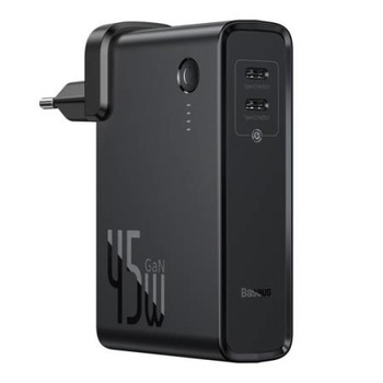 PowerStation Baseus GaN, PPNLD-F01, 10000 mAh, 2 in 1, Incarcator si baterie externa, 2 x USB C, Negru, Quick Charge 3.0, 45W, 10,3 x 6,4 x 3 cm PowerStation Baseus GaN, PPNLD-F01, 10000 mAh, 2 in 1, Incarcator si baterie externa, 2 x USB C, Negru, Quick Charge 3.0, 45W, 10,3 x 6,4 x 3 cm