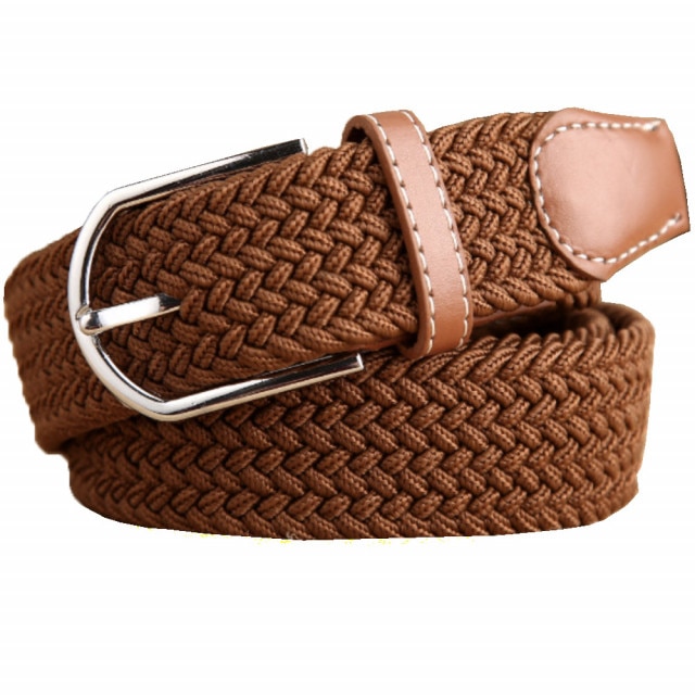 Curea elastica Pufo Sailor pentru barbati 105-125 x 3.5 cm, reglabila, maro