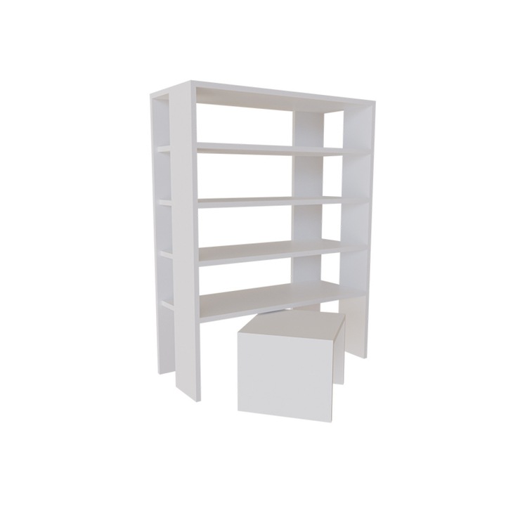 Pantofar cu taburet Gretta, alb